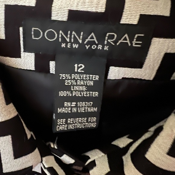 Donna Rae NY Dress Coat Black & Cream Chevron Pattern Women's Size 12 (#S109) - Picture 6 of 8